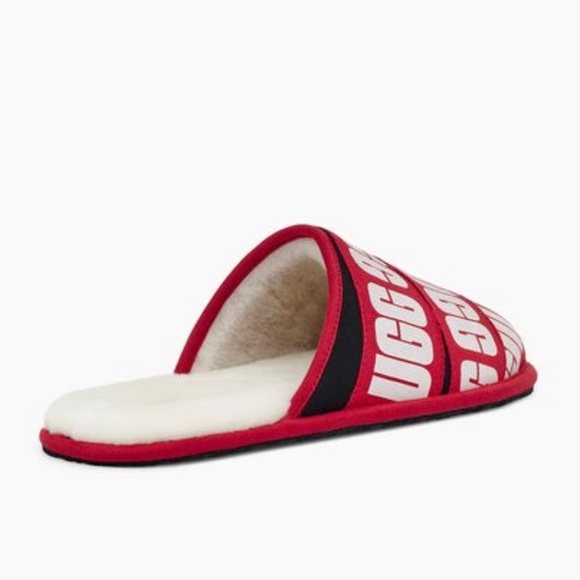 UGG Men's SCUFF GRAPHIC BAND SLIPPERS Color: RED/ BLACK/ WHITE - Picture 3 of 5